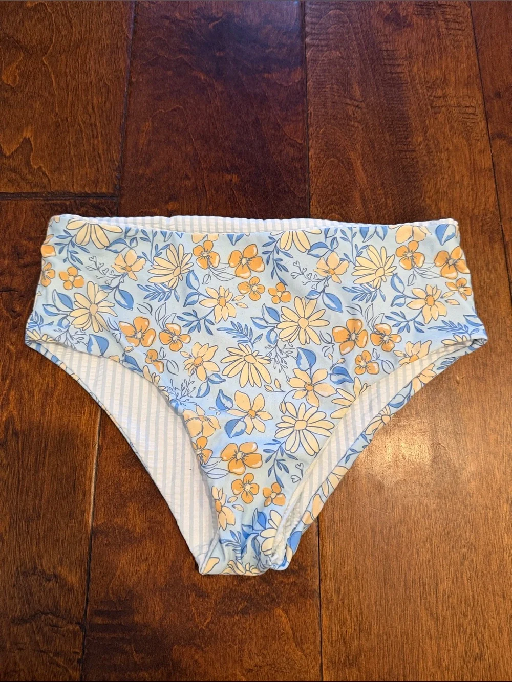 Tommy Bahama Blue & Yellow Floral Ruffle Bikini Set